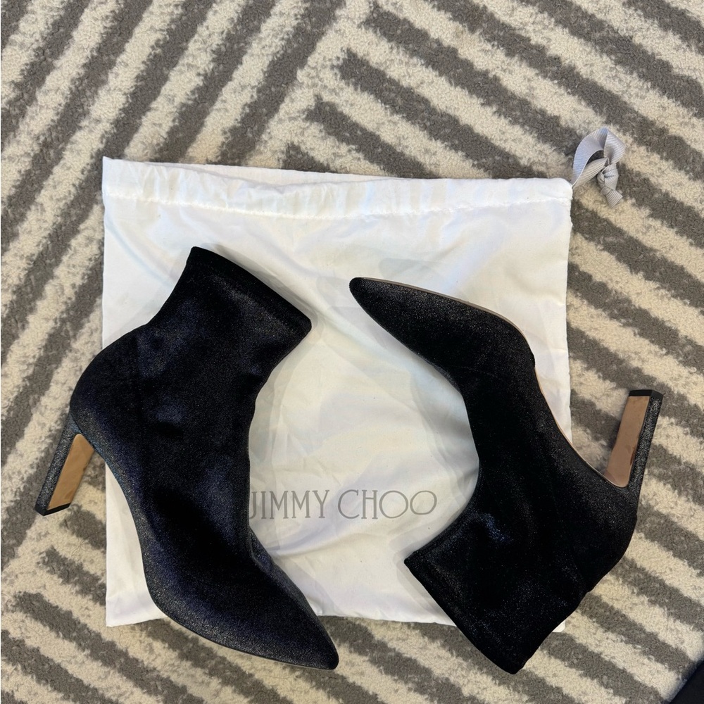 Jimmy Choo Shimmering Black Heeled Boots